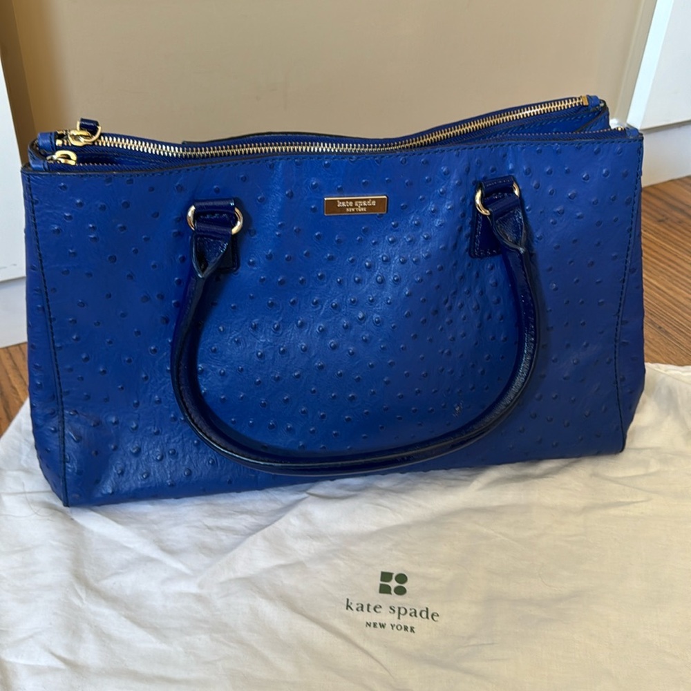 kate spade cobalt blue Ostrich Print Tote